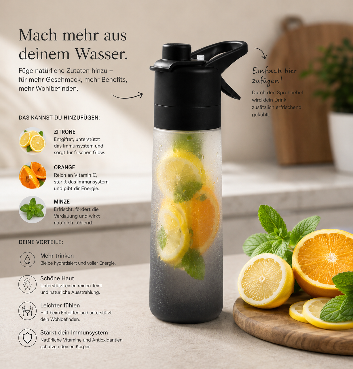 HydroSpritz: Die Revolution der Hydration – Kühlung & Erfrischung auf Knopfdruck